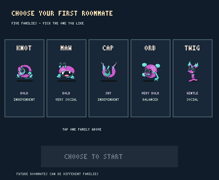 Actual game screen for choosing the first founder family